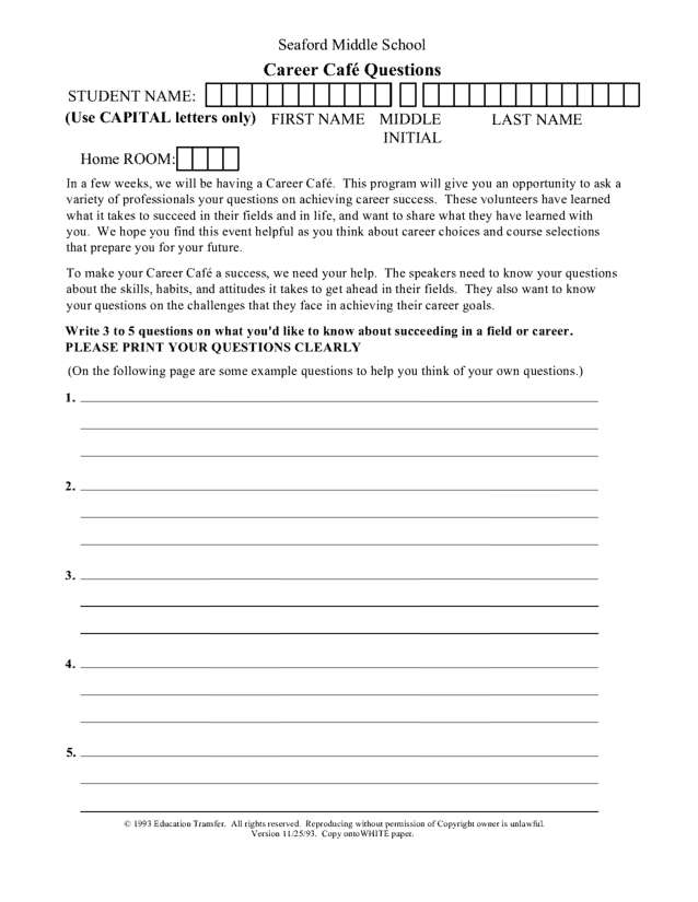 careers questions